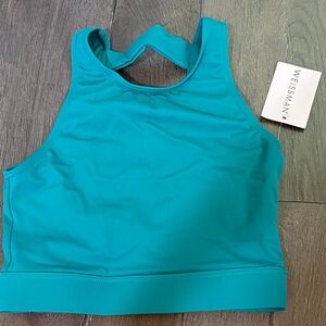 Weissman Teal High-Neck dance athletic top new with tags size adult small